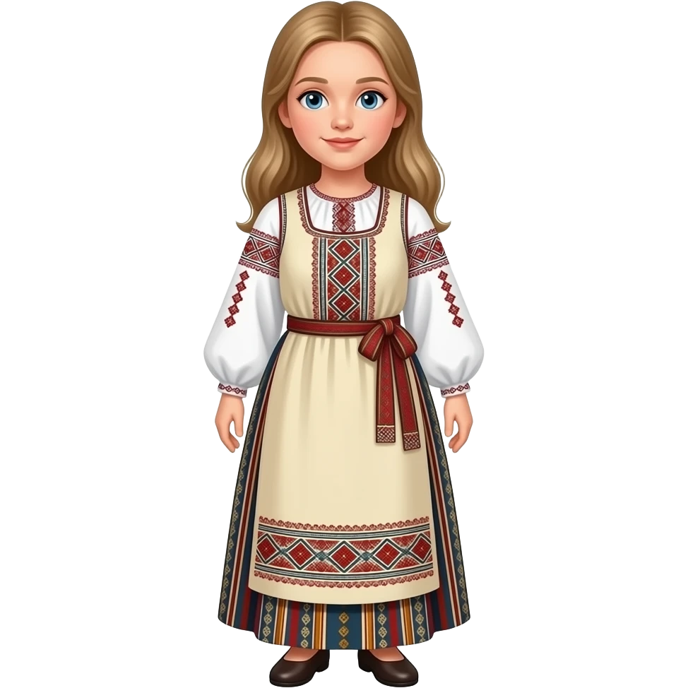 Эстонская девушка, 15 лет, национальное платье, полный рост emoji