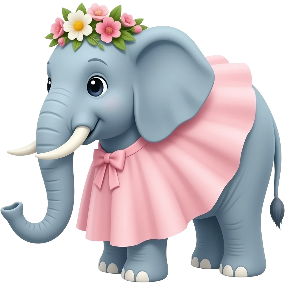 elefante con vestido y corona de flores emoji