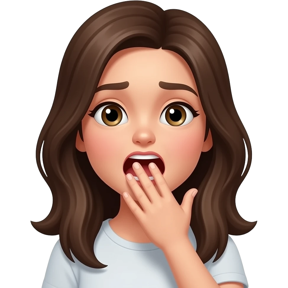 screaming girl with her hamd around her mouth emoji