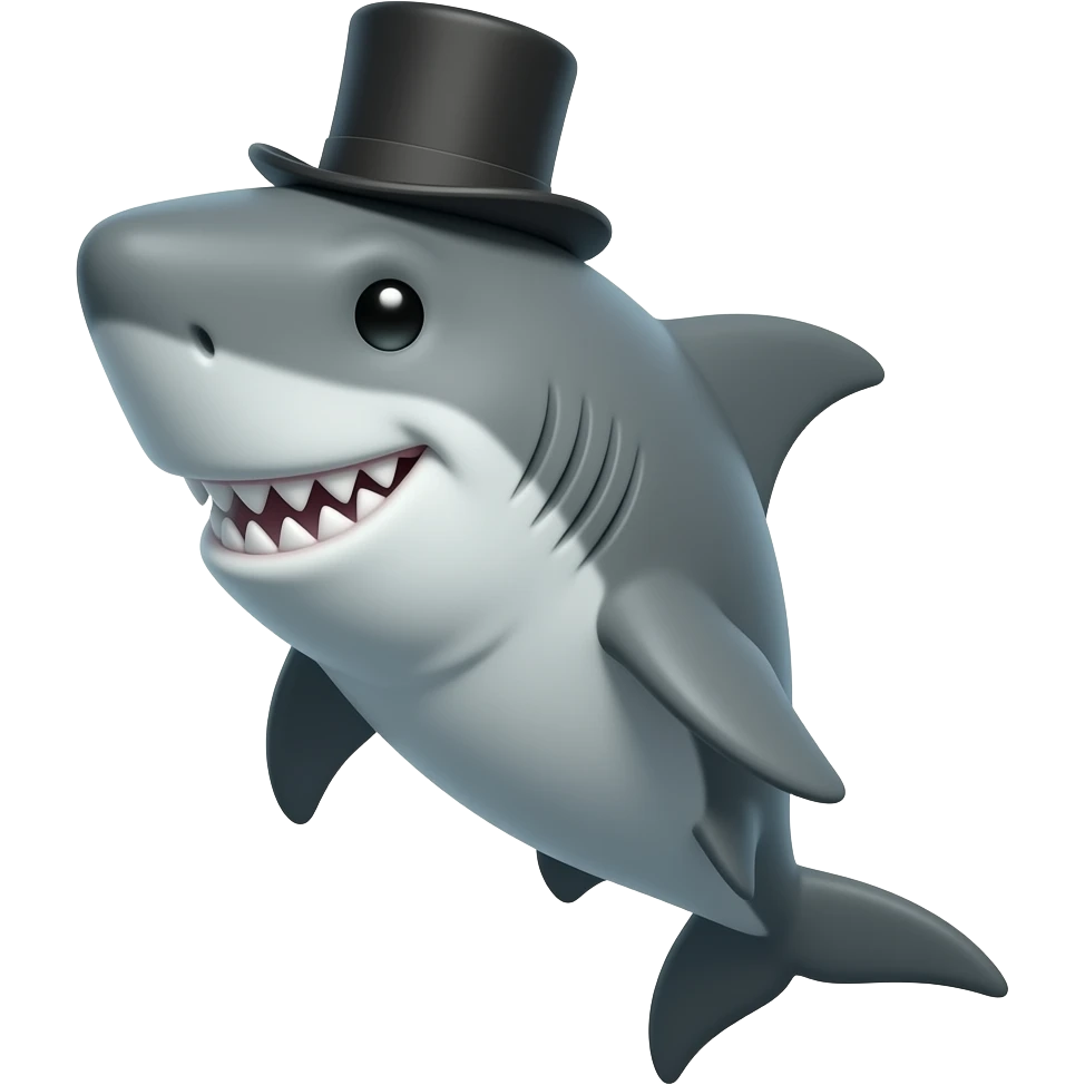 Shark with a top hat emoji