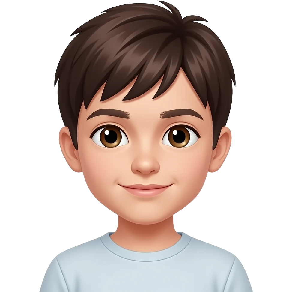 noño con cabello liso y corto de colo castallo oscuro emoji