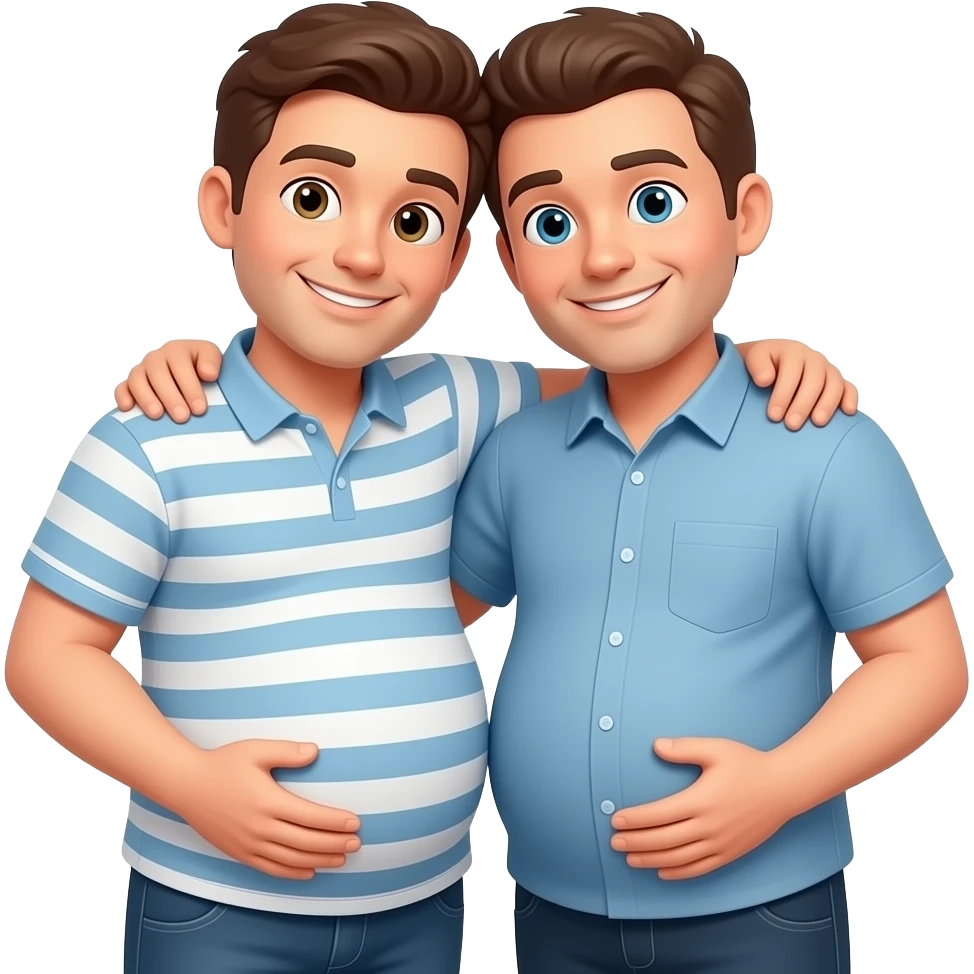 very pregnant Man hugging very pregnant man emoji