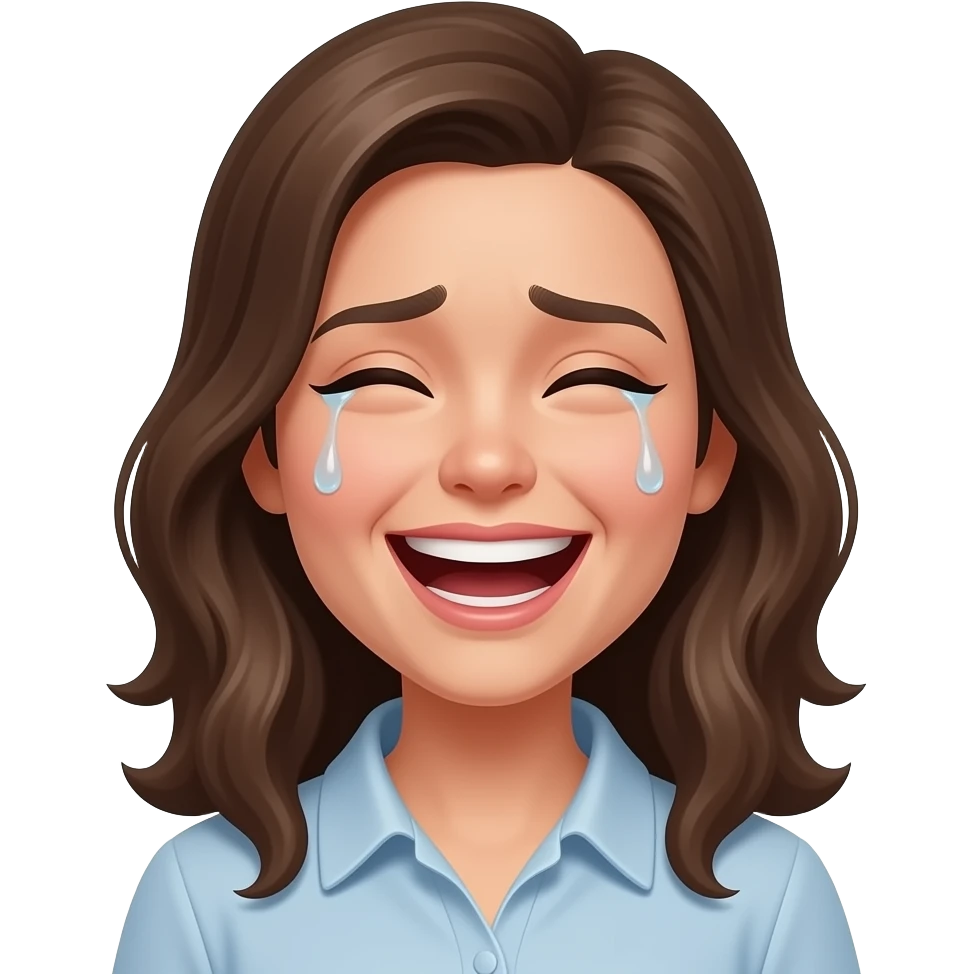 A woman that is laughing and trying not to cry emoji