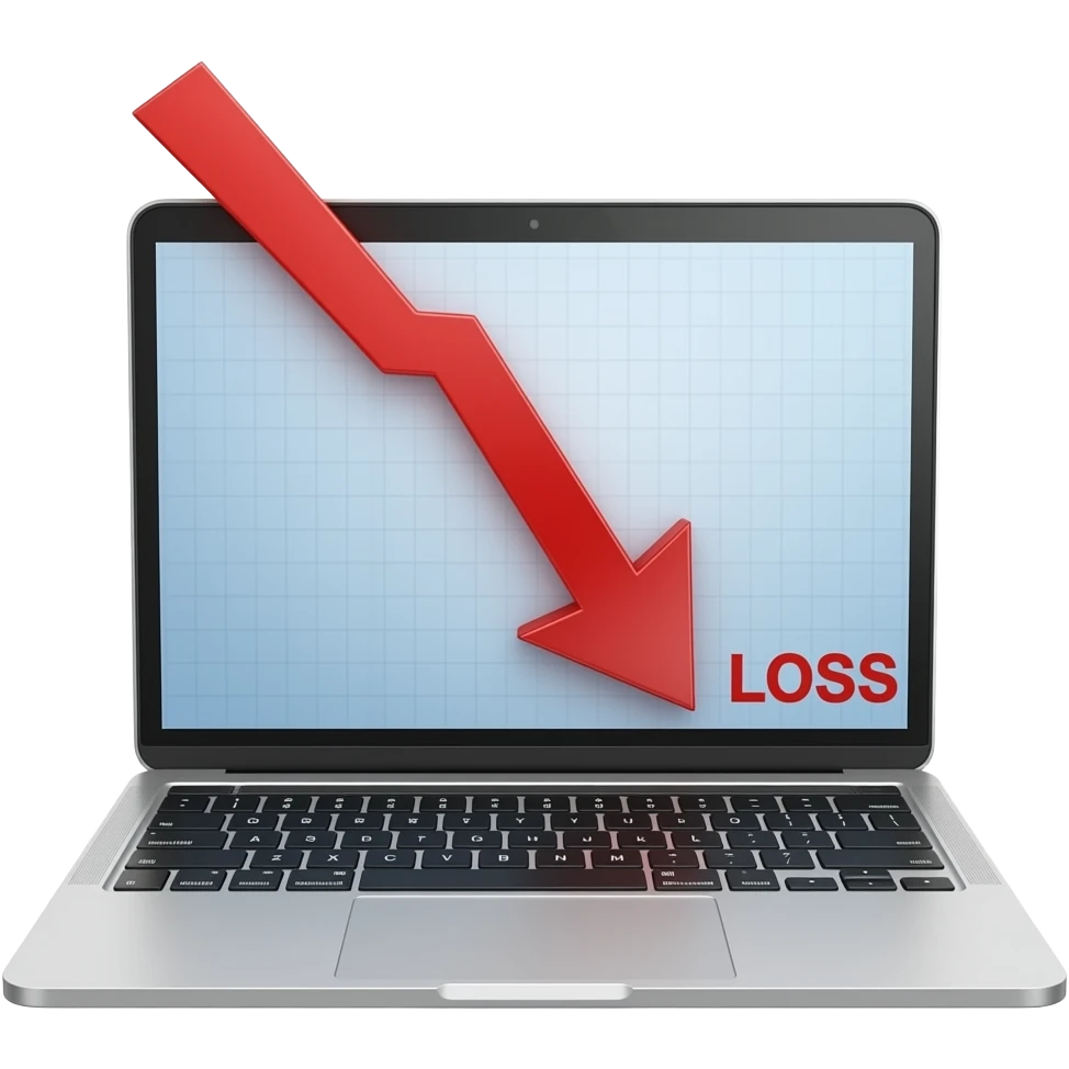 macbook m5 showing loss down red diagram emoji
