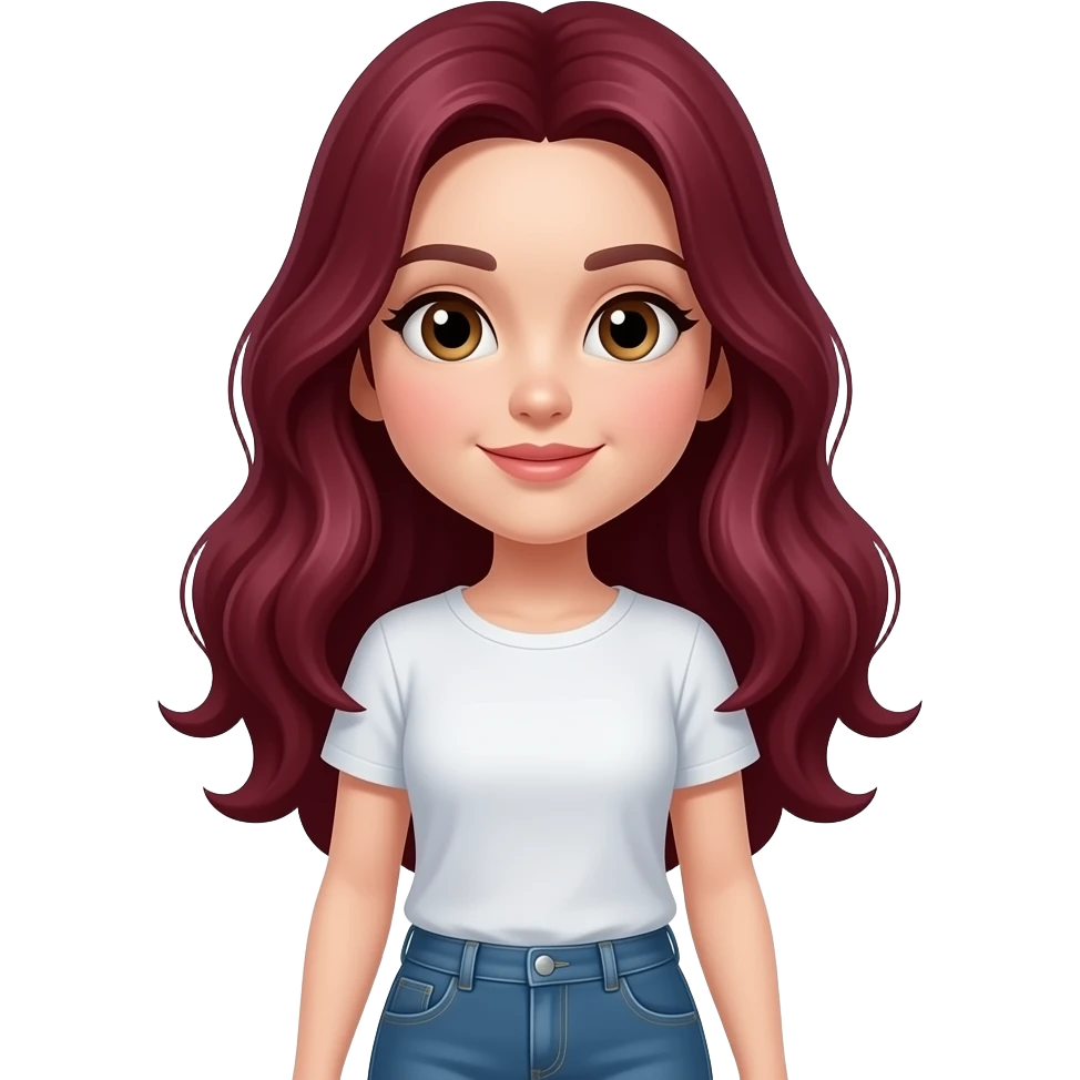 Full body with legs dark red hair women emoji