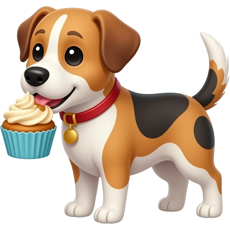 Dog eating a cupcake emoji