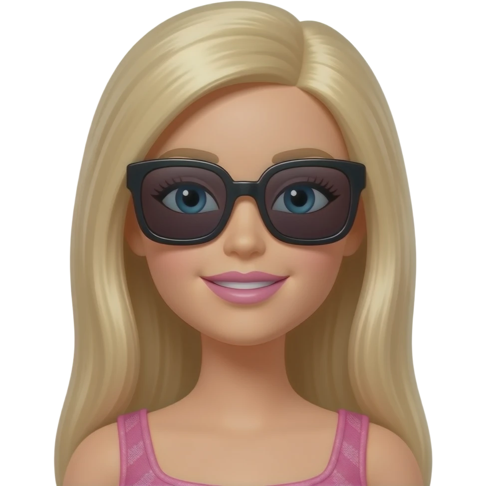 barbie w large square black sunglasses black sunglasses emoji