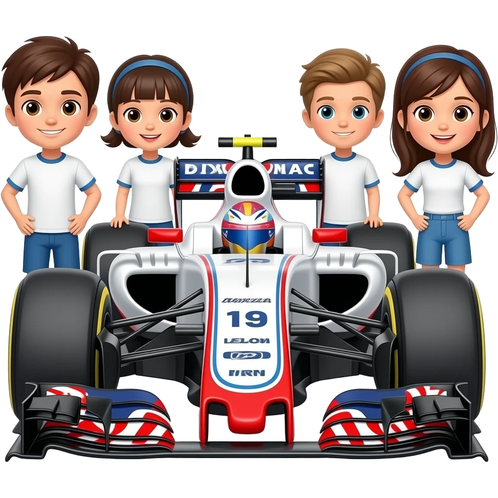2 chicos y 2 chicas en la formula 1 emoji