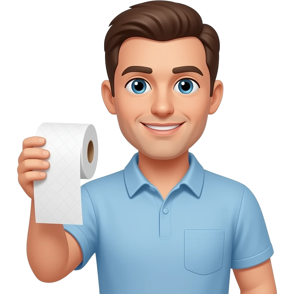 Man with toilet paper emoji