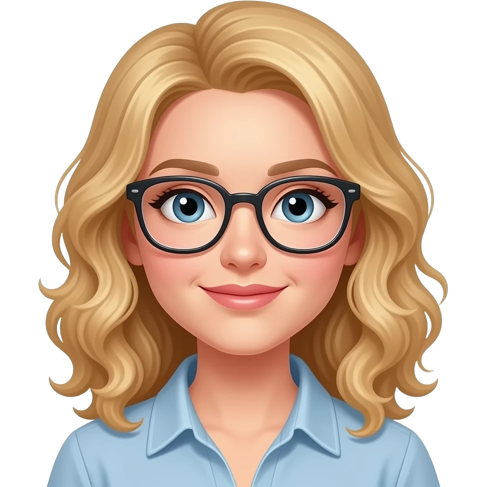 Блондинка с кудряшками белая кожа и с очками emoji