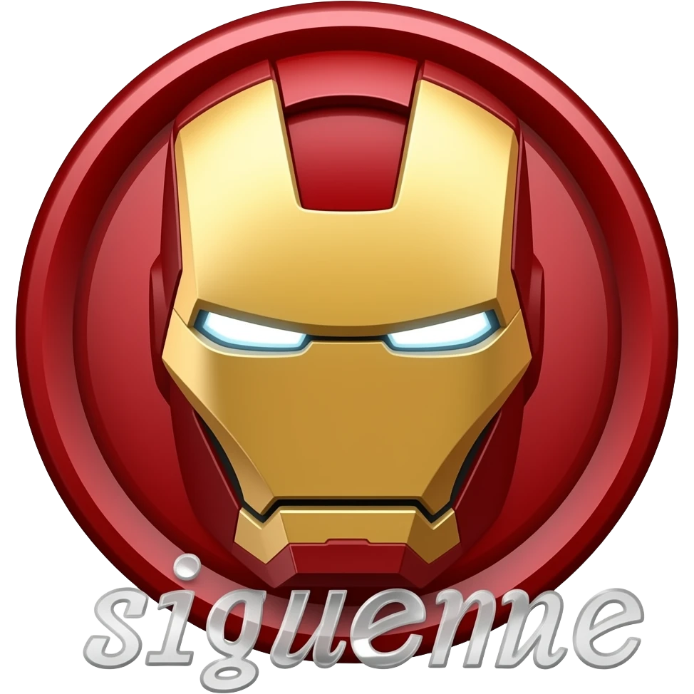 Logo de iron man rótulo de sigueme en español emoji