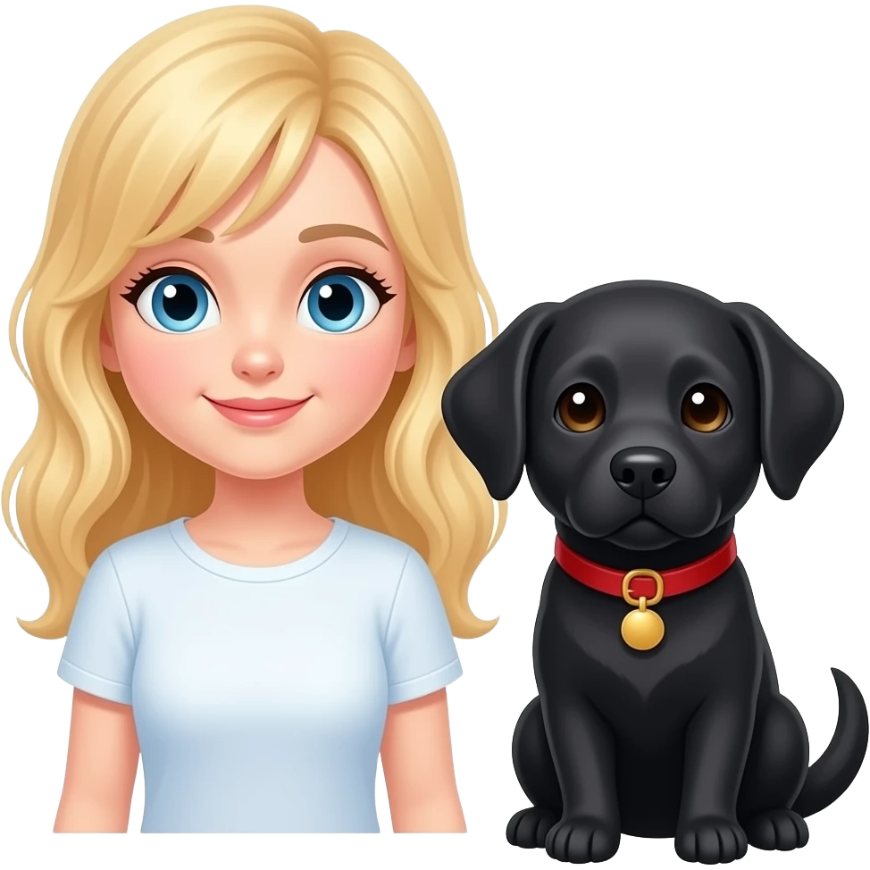 Blonde girl with black pit x Labrador dog emoji