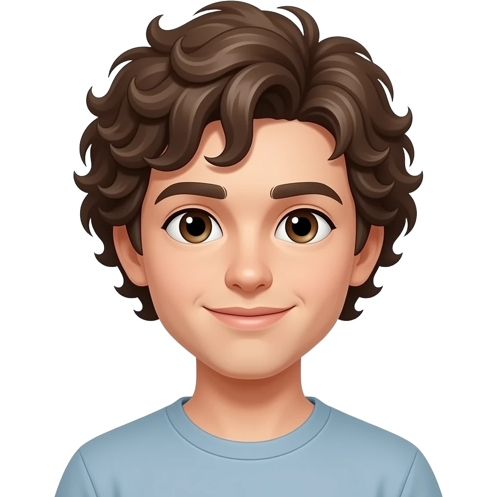 mature boy with brown curly hair emoji