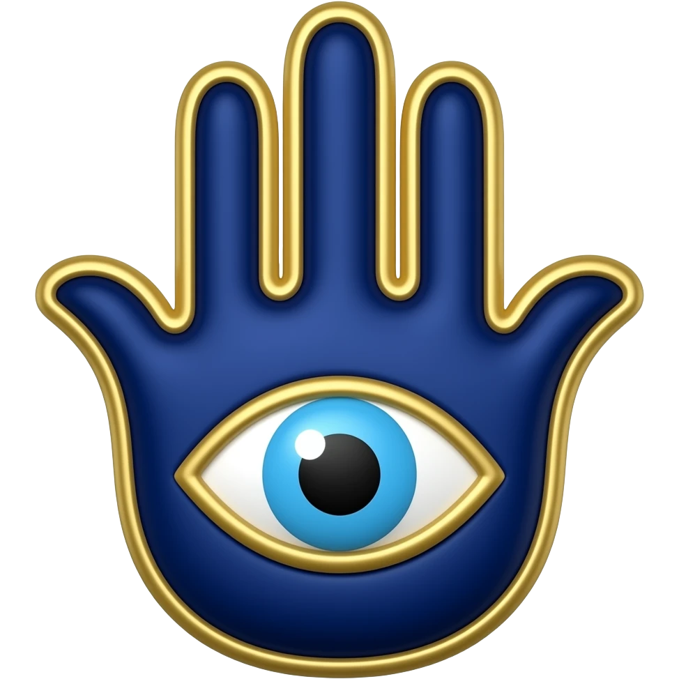 The evil eye hamsa dark blue gold edging detailed emoji