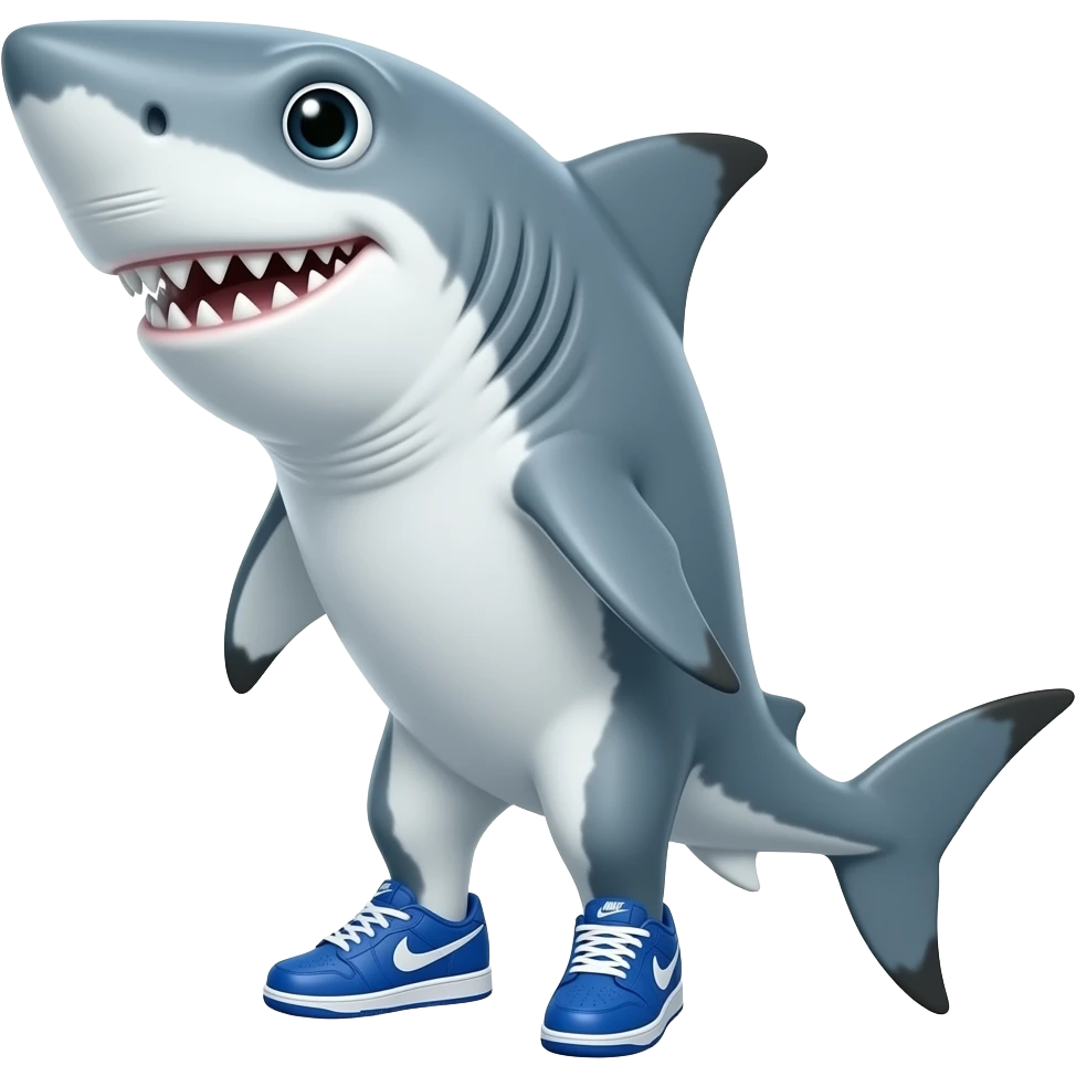 Un tiburón con nikes azules emoji