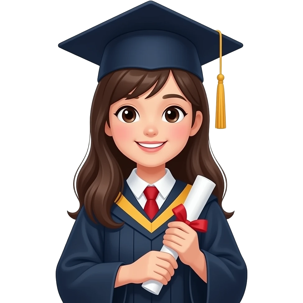 Graduating long hair asian girl emoji