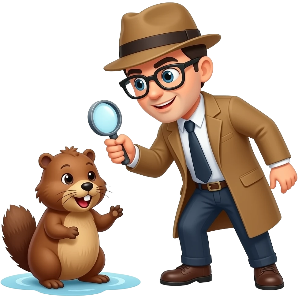 A detective searching for beavers emoji