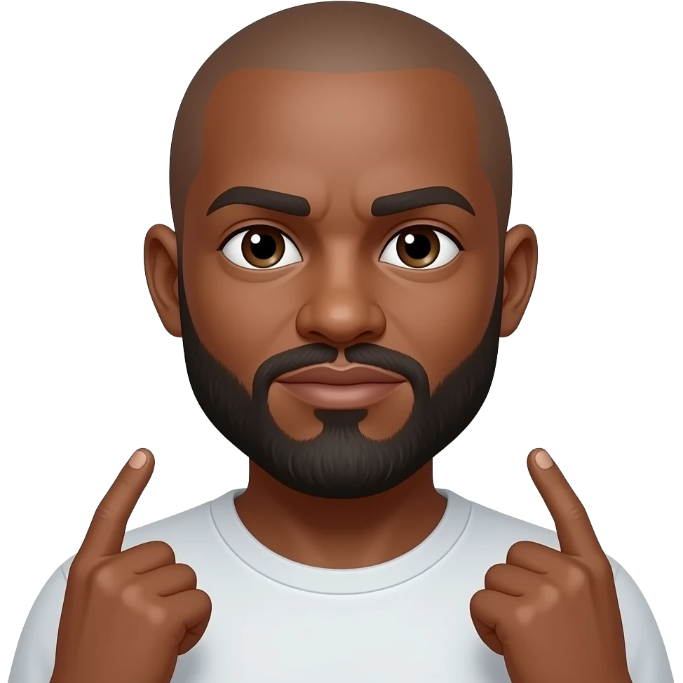 Create an light skinned black guy with a bald head and a beard and mustache doing this 🤷🏽 emoji