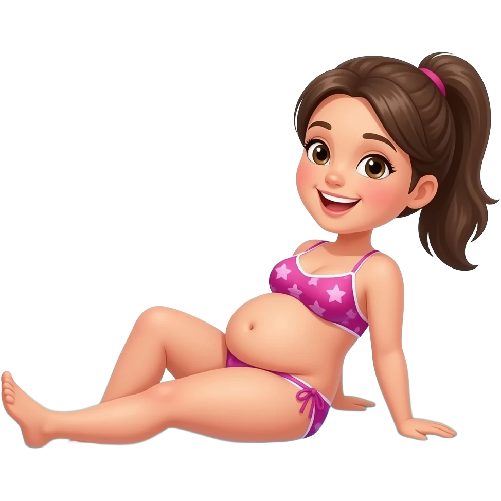 A girl enjoys beach holiday in her swimmers,but she is so full from a lunch break that she is about to burst,Then her fat Tummy rolls & drops out,she will just lay on her back in the shallow cool water,her gluttonous belly promotes a good resort business. emoji