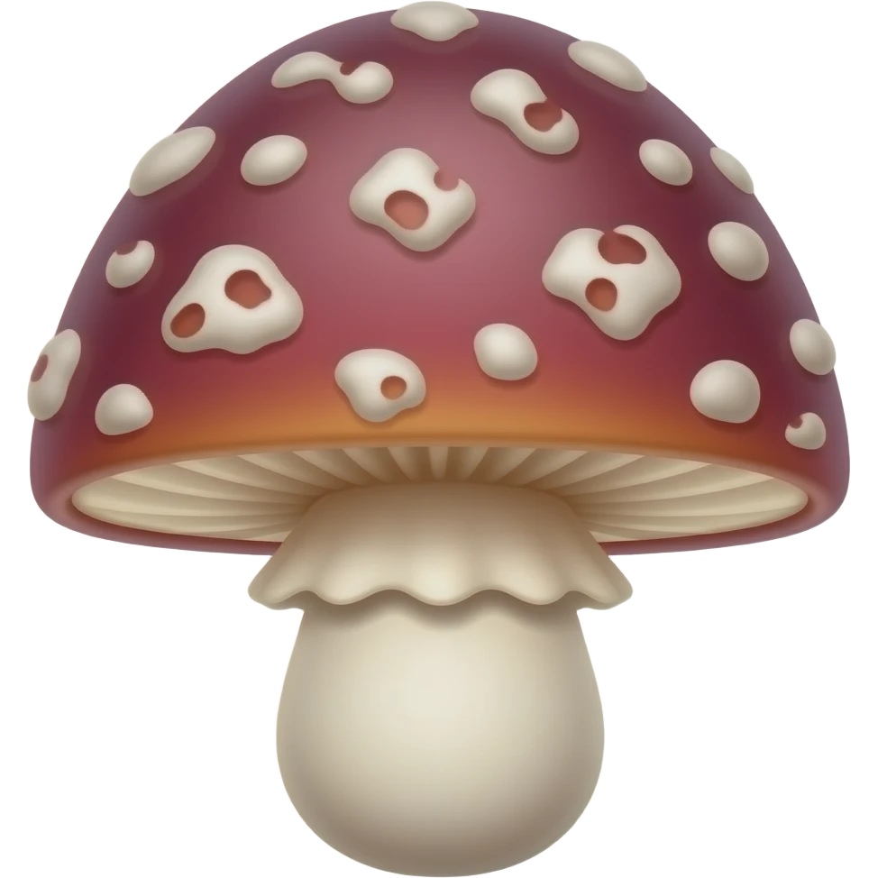 Fly agaric is red-purple crimson with a pronounced stem and random dots emoji