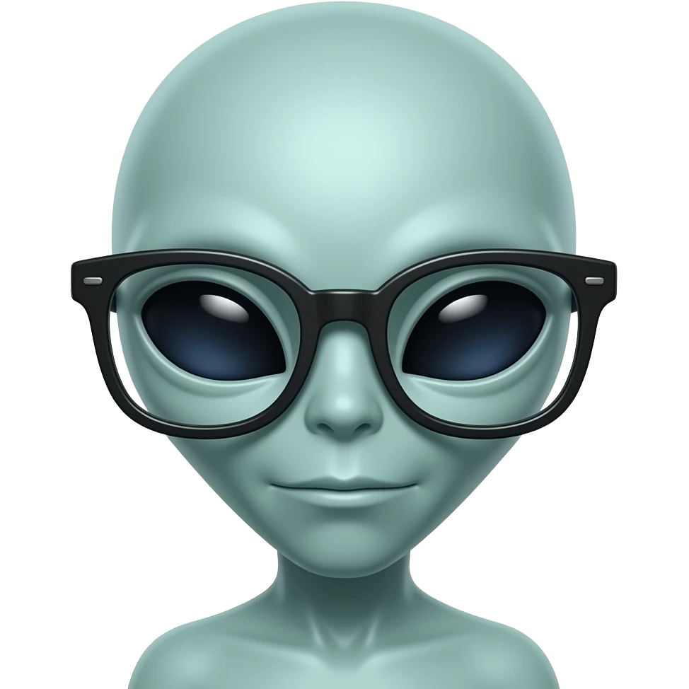 alien with glasses eyes big forhead no hair emoji