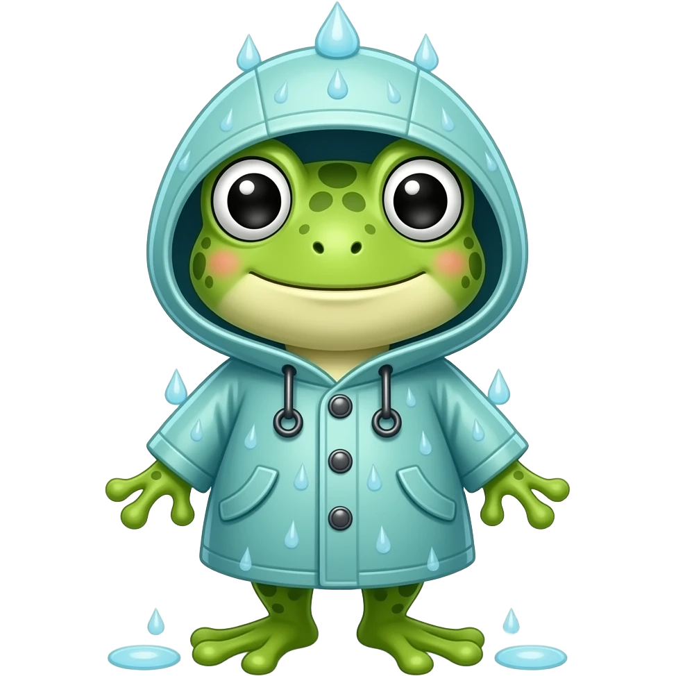 cute feminine frog in a raincoat emoji
