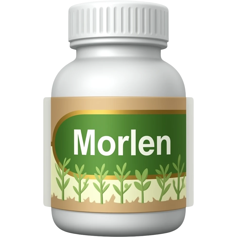 plant based medicine bottle called morlen emoji