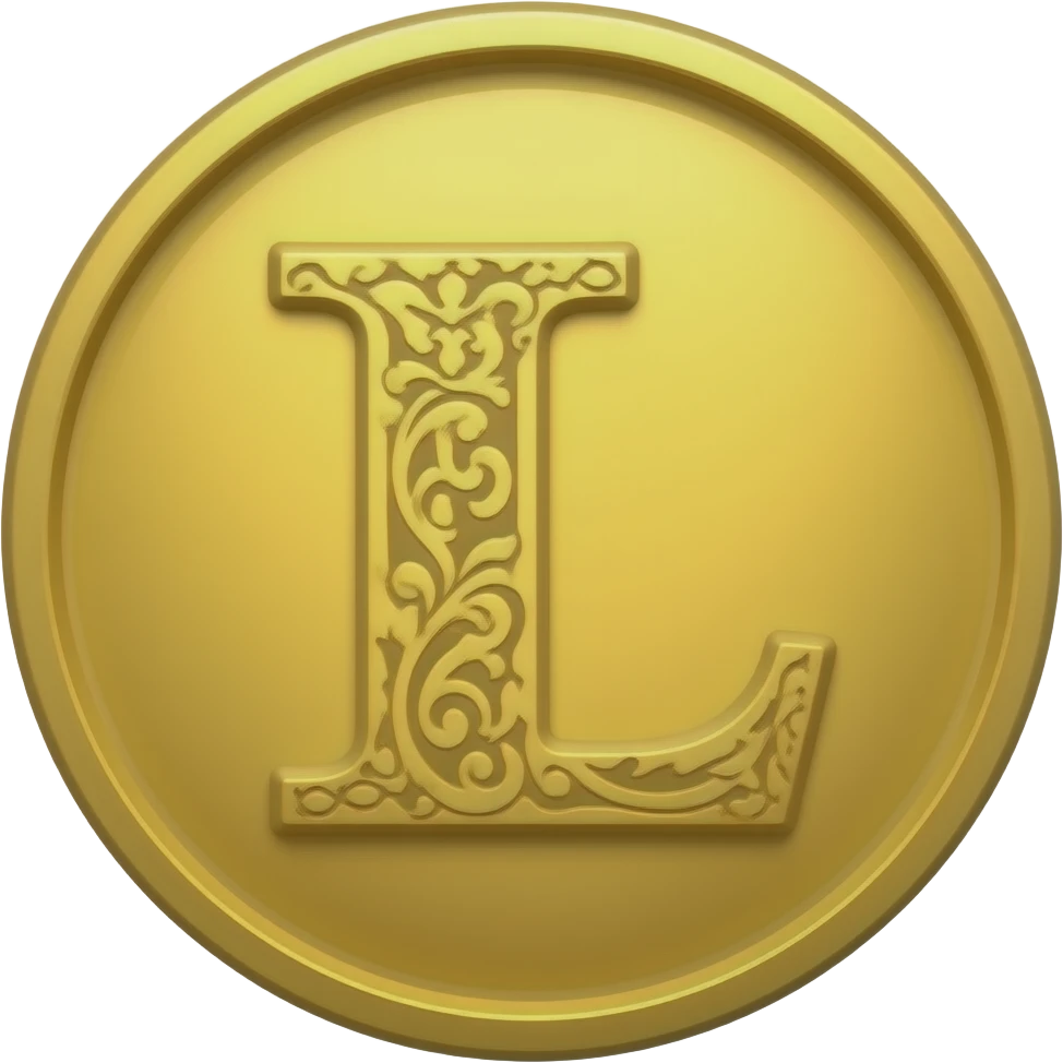 coin with the letter "L" in fancy letters and emoji