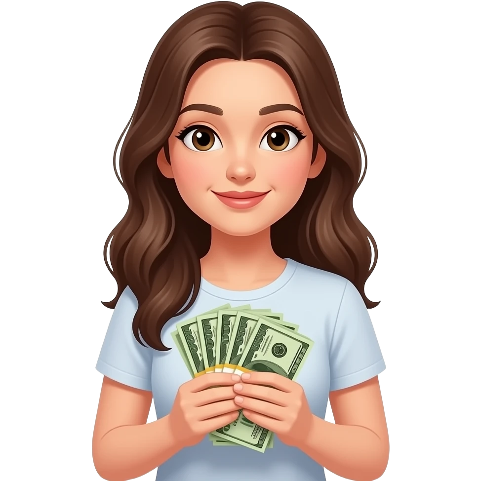 young female with  a lot of money emoji