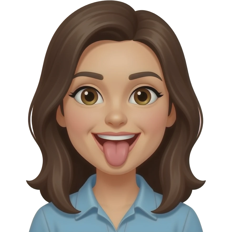 Woman sticking her tongue out and making a silly face emoji