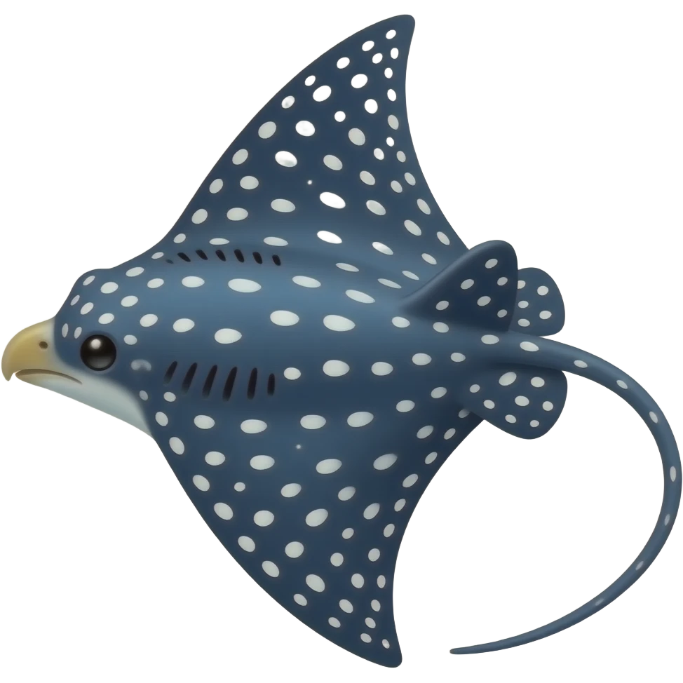 An navy white dots eagle ray with side profile emoji