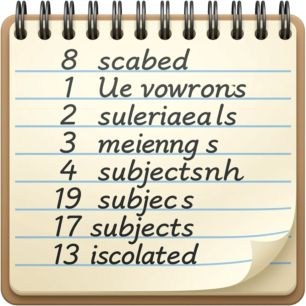 uk subjects notepad written. reason 5 emoji