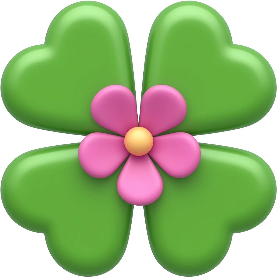 four-pointed clover with a flower in the center emoji