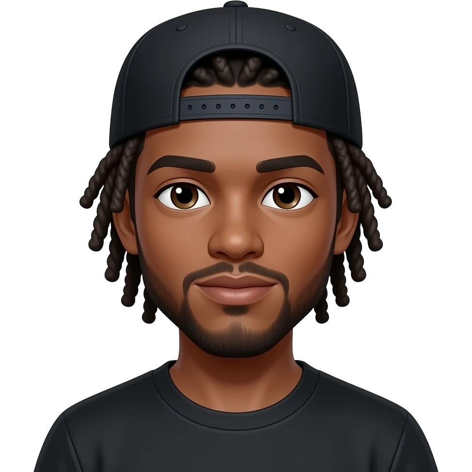 black lightskin guy with a black LA dodgers hat black worn backwards with mid length dreads emoji