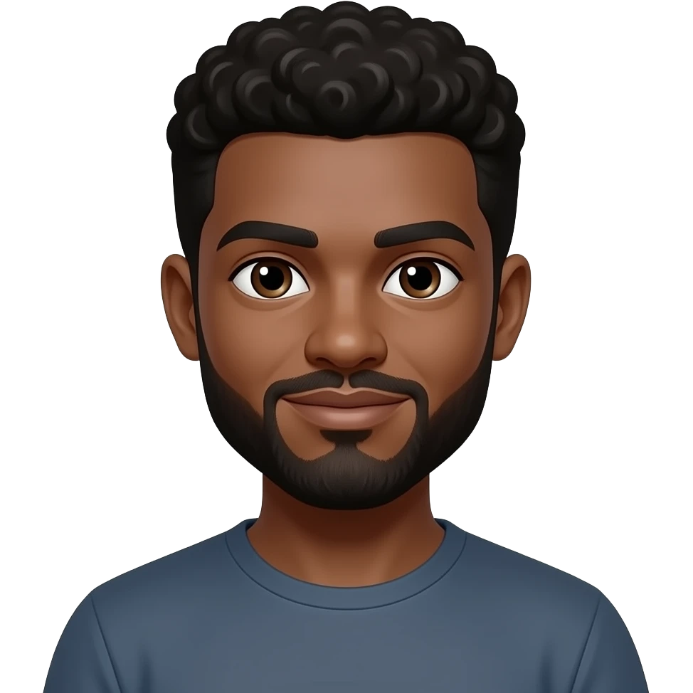 Black man bold head short bear emoji