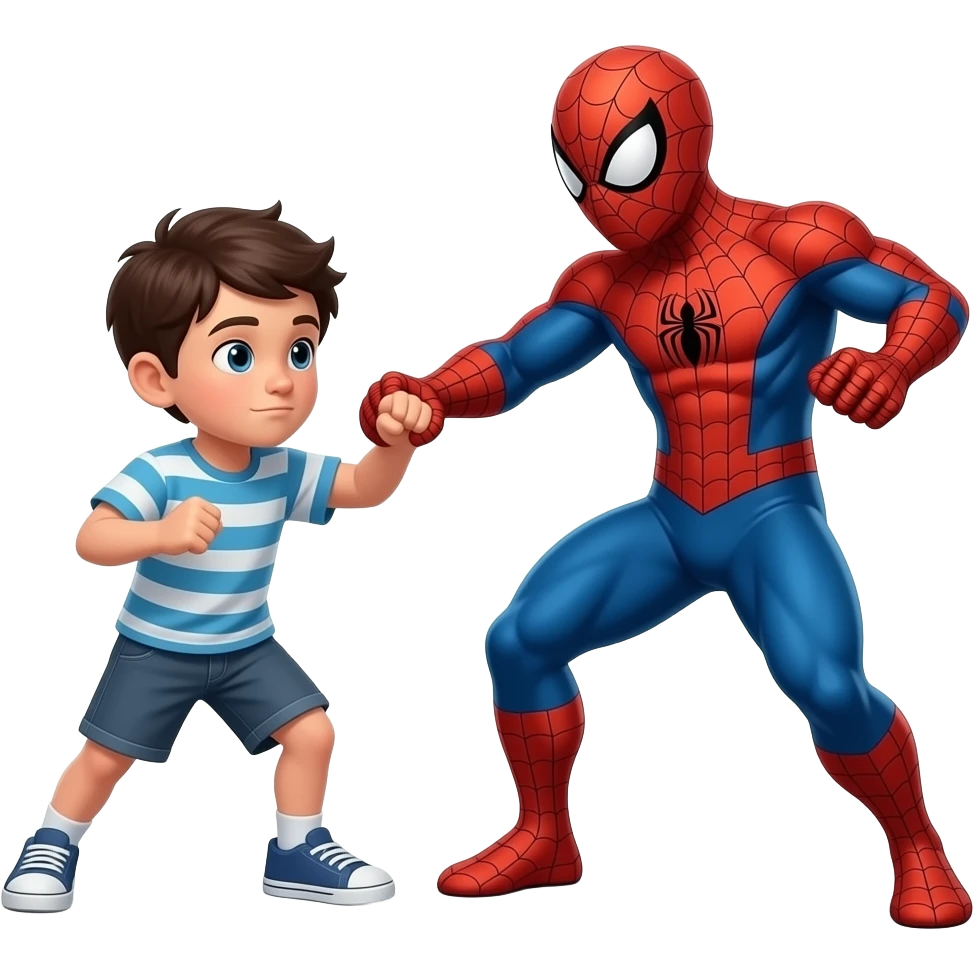 Spiderman fighting a kid emoji