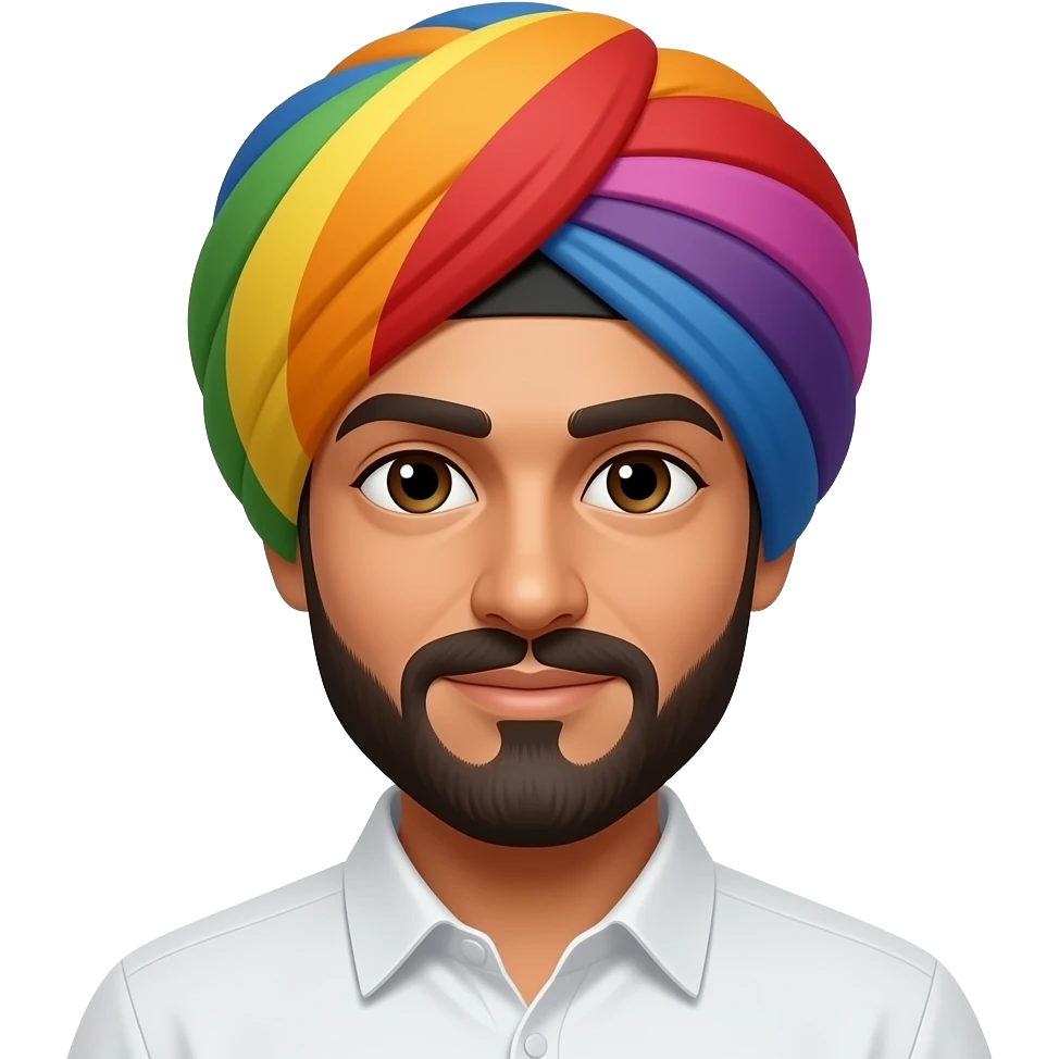 Man wearing 7 color turban emoji