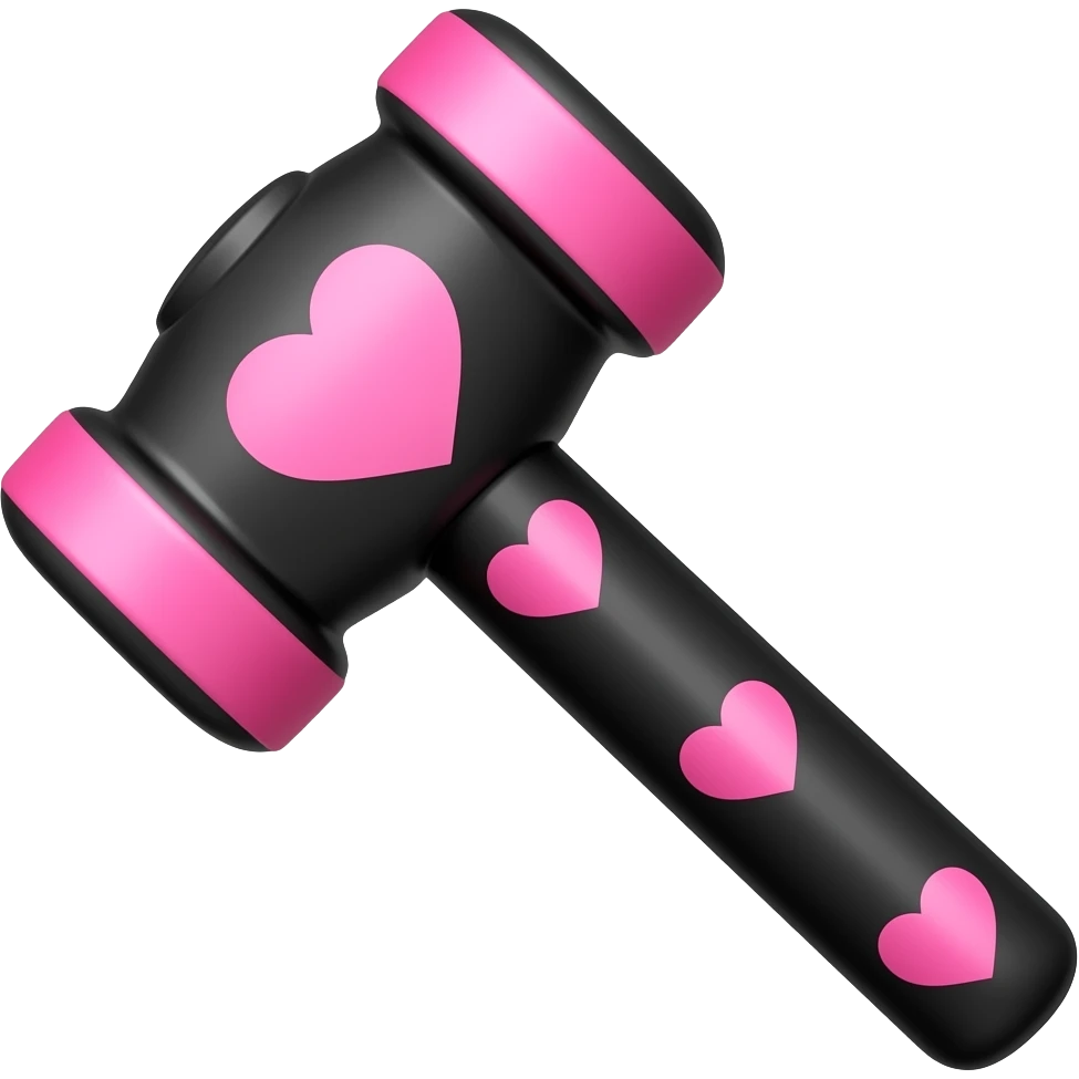 Generate a blackpink light stick with hammer like shape and heart from both sides of hammer pink emoji