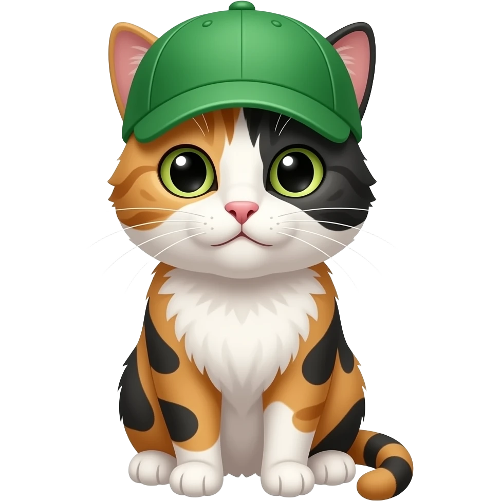 Calico Cat wearing green cap, upper body emoji