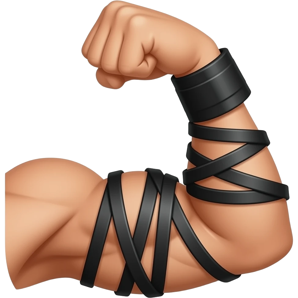 Flexed bicep with black tefillin spiral wrapped around the arm with the black tefillin box on the top of the bicep💪➰⬛️ emoji