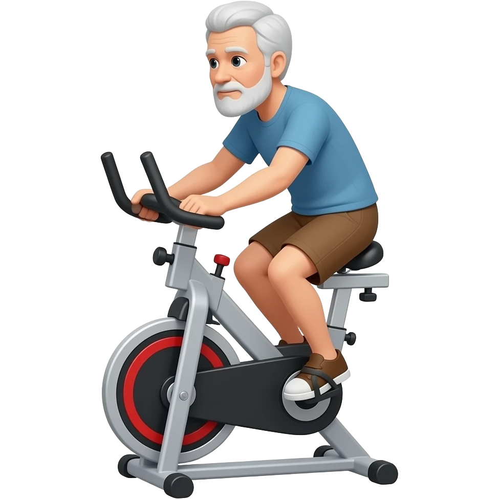 Vithårig med snagg äldre man på encrosstrainer emoji