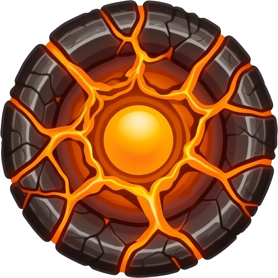 lava core bayblade, cracked magma shell, glowing heat veins emoji