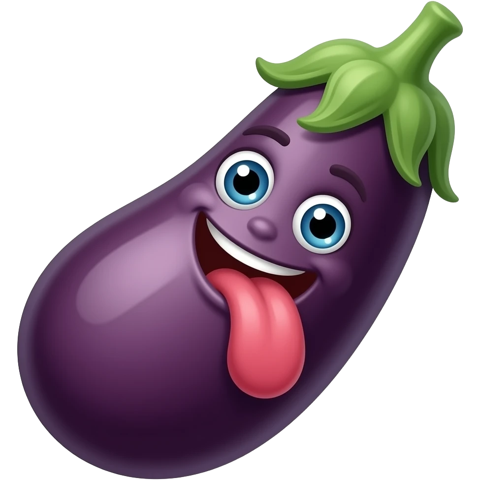 Smiley licking eggplant emoji