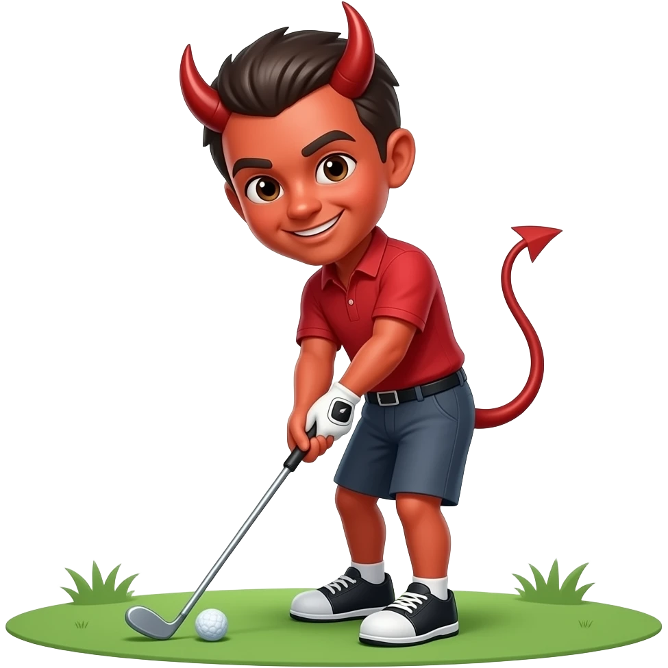 A devil playing golf emoji