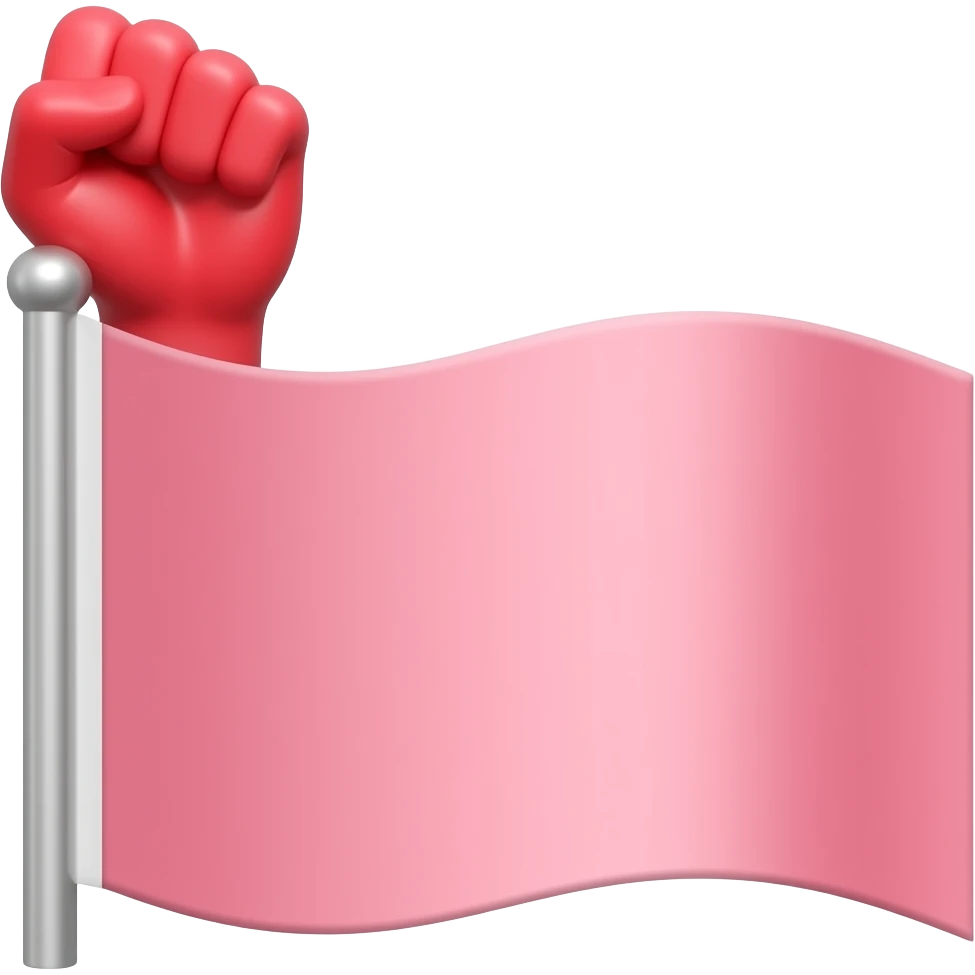 Rectangular pink flag and pole with  ✊🏼 on top of it fist color should be red emoji