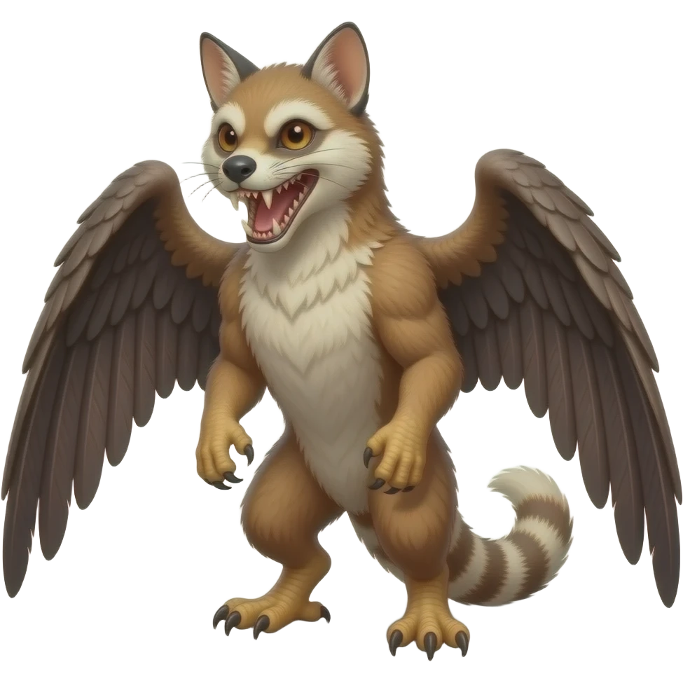 mutant gryphon-tanuki-civet-genet-hybrid with sharp long saber teeth emoji