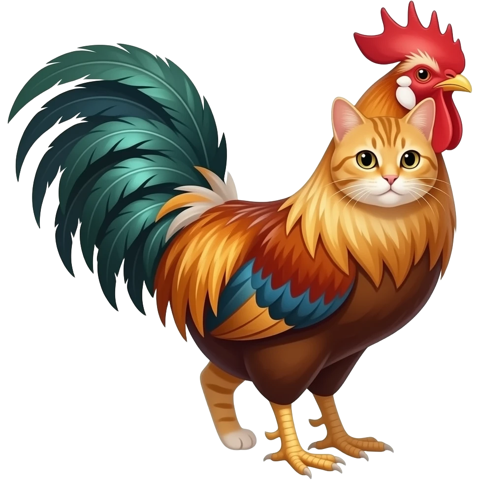 Cat and rooster emoji