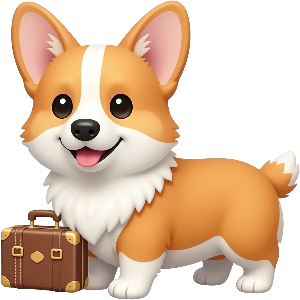 cute corgi with suitcase emoji