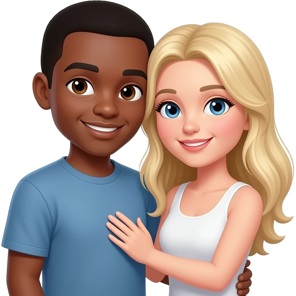 Темнокожий парень и белая девушка ласкают друг друга emoji