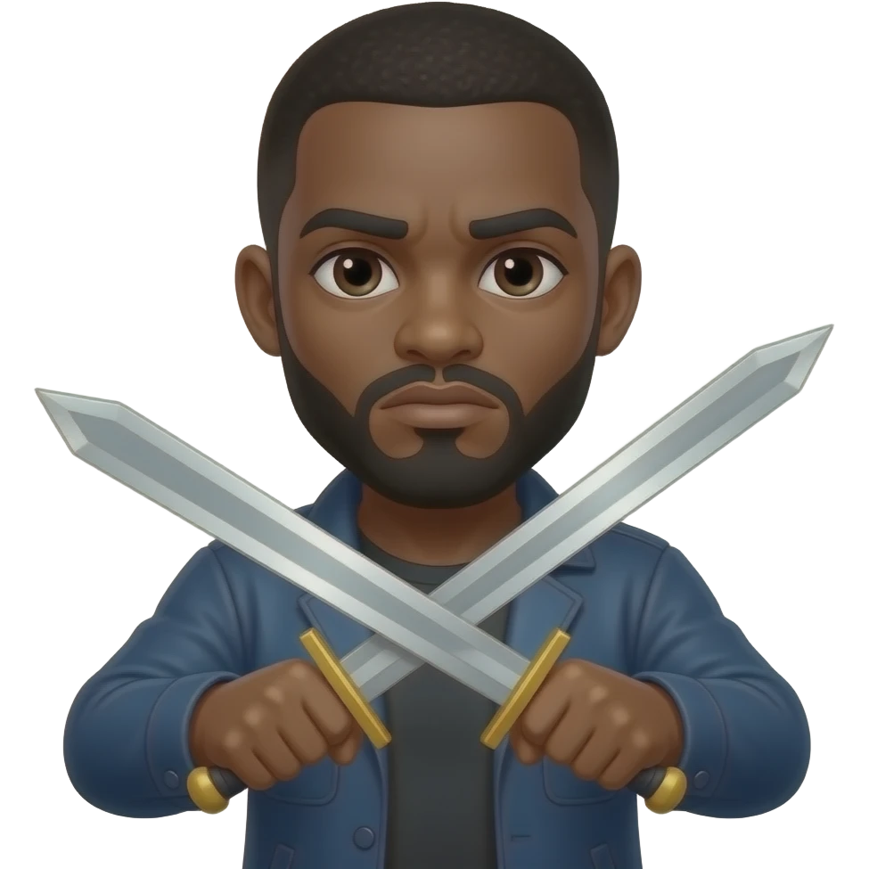 and he is blackwith swords and a drug addict emoji